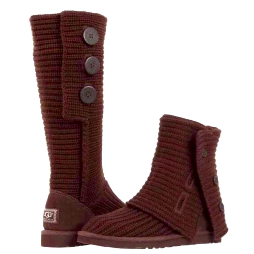 Brown knit slouchy UGG boots